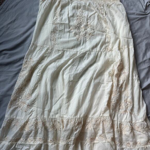 Lucky Brand Cream, Boho, Lace Embroidered, Lined, Slip Maxi Dress- XL - Picture 10 of 12